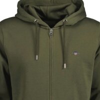 GANT Mens Sweat Jacket - REGULAR SHIELD FULL ZIP HOODIE, hood, cotton mix Green (Moss Green) XL (X-Large)