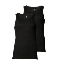 TOM TAILOR Herren Tanktop, 2er Pack - Unterhemd, Garron S, einfarbig Schwarz 2XL