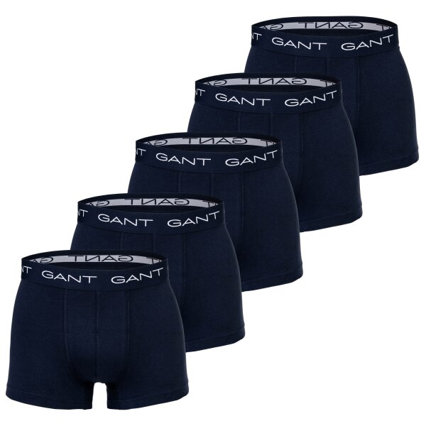GANT Herren Boxershorts, 5er Pack - Core Trunk 5-Pack, Cotton Stretch, einfarbig Dunkelblau XL
