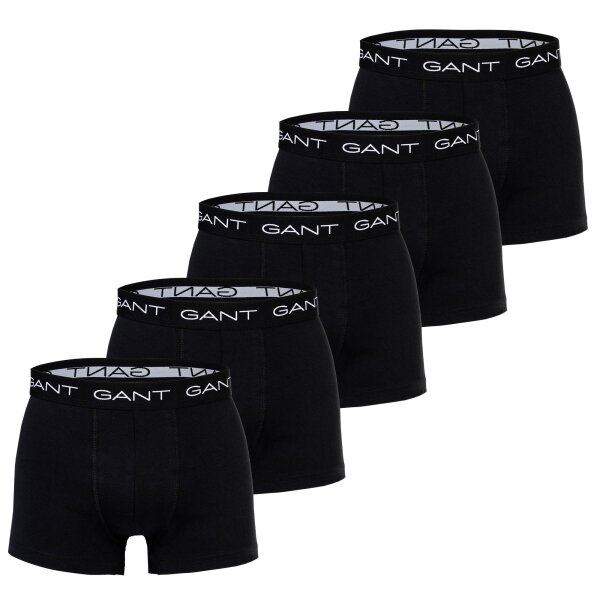 GANT Herren Boxershorts, 5er Pack - Core Trunk 5-Pack, Cotton Stretch, einfarbig Schwarz 2XL