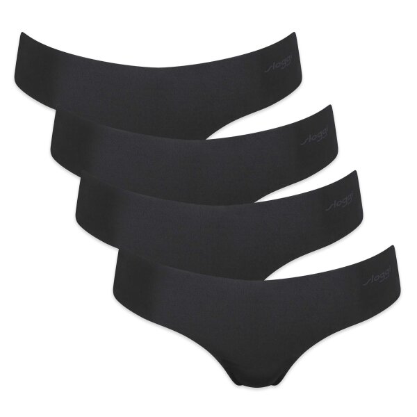 Sloggi Damen String, 4er Pack - Zero Microfibre 2.0 Hipstring, Mikrofaser, einfarbig Schwarz XS