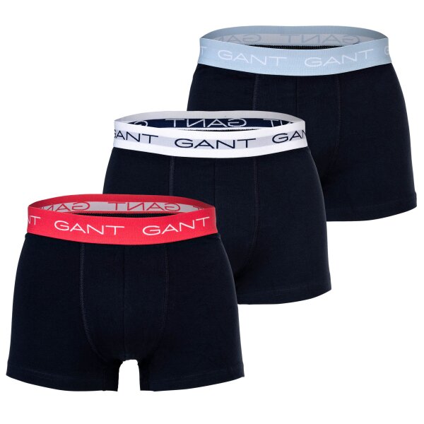 GANT mens boxer shorts, 3-pack - Trunk 3-pack, logo, single-coloured Black/White/Red/Blue M (Medium)