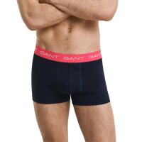 GANT Herren Boxershorts, 3er Pack - Trunk 3-Pack, Logo, einfarbig Schwarz/Weiß/Rot/Blau M