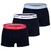 GANT mens boxer shorts, 3-pack - Trunk 3-pack, logo, single-coloured Black/White/Red/Blue 2XL (XX-Large)