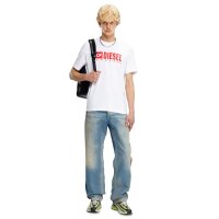 DIESEL Herren T-Shirt - T-ADJUST-Q7, Kurzarm, Rundhals, Logo, Baumwolle, uni Weiß L