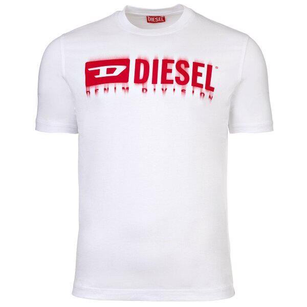 DIESEL Herren T-Shirt - T-ADJUST-Q7, Kurzarm, Rundhals, Logo, Baumwolle, uni Weiß S