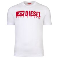 DIESEL Herren T-Shirt - T-ADJUST-Q7, Kurzarm, Rundhals, Logo, Baumwolle, uni Weiß S