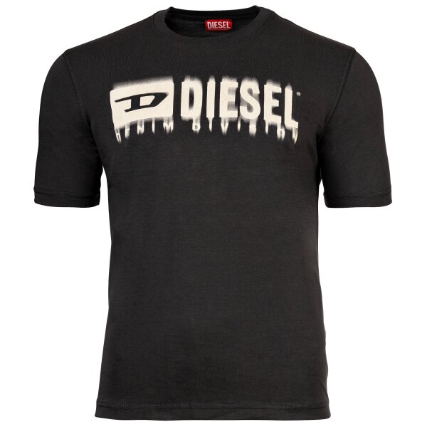 DIESEL Mens T-shirt - T-ADJUST-Q7, short sleeve, round neck, logo, cotton, uni Grey S (Small)