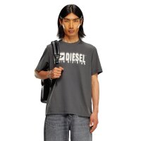DIESEL Herren T-Shirt - T-ADJUST-Q7, Kurzarm, Rundhals, Logo, Baumwolle, uni Grau S