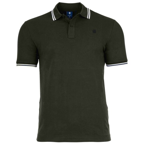 G-STAR mens polo shirt - Dunda Slim Stripe Polo, button placket, organic cotton Dark grey 2XL (XX-Large)