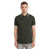 G-STAR mens polo shirt - Dunda Slim Stripe Polo, button placket, organic cotton Dark grey 2XL (XX-Large)