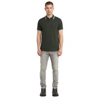 G-STAR mens polo shirt - Dunda Slim Stripe Polo, button placket, organic cotton Dark grey 2XL (XX-Large)