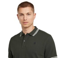 G-STAR mens polo shirt - Dunda Slim Stripe Polo, button placket, organic cotton Dark grey 2XL (XX-Large)