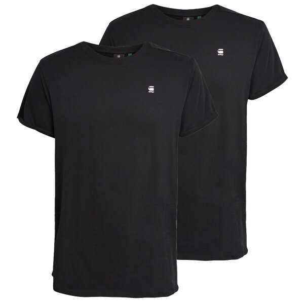 G-STAR mens T-shirt, 2-pack - Lash 2 Pack, round neck, organic cotton Black 2XL (XX-Large)