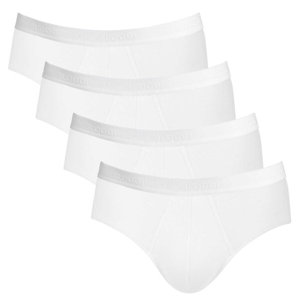 Sloggi Herren Slips, 4er Pack - 24/7 Midi, Unterwäsche, Unterhose, Baumwolle, Logo, einfarbig Weiß L