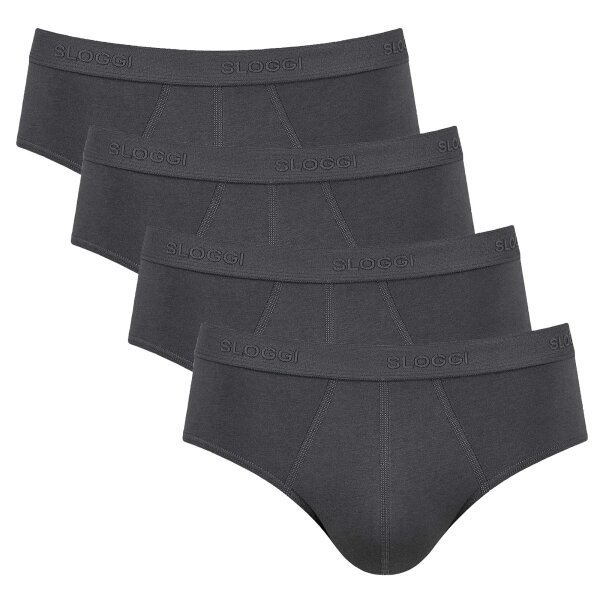 Sloggi Herren Slips, 4er Pack - 24/7 Midi, Unterwäsche, Unterhose, Baumwolle, Logo, einfarbig Schwarz L