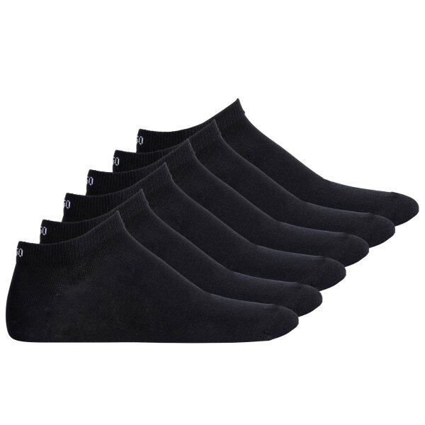 HUGO men sneaker socks, pack of 6 - plain, cotton blend, logo Black 39-42