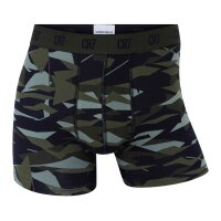 CR7 Herren Boxershorts, 4er Pack - Camouflage, Trunks, Cotton Stretch, Logobund Schwarz/Grün S