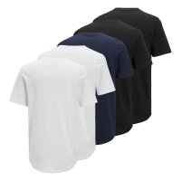 JACK&JONES Mens T-shirt, pack of 5 - JPRBLABRODY TEE CREW NECK 5PK, short sleeve, crew neck, cotton White/Blue/Black S (Small)