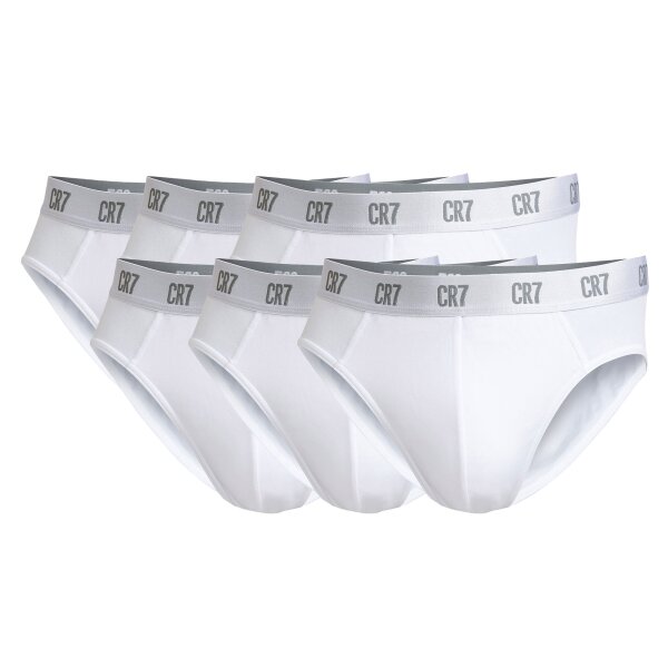 CR7 Mens Briefs, 6-pack - Briefs, Logo Waistband, Stretch Cotton White M (Medium)