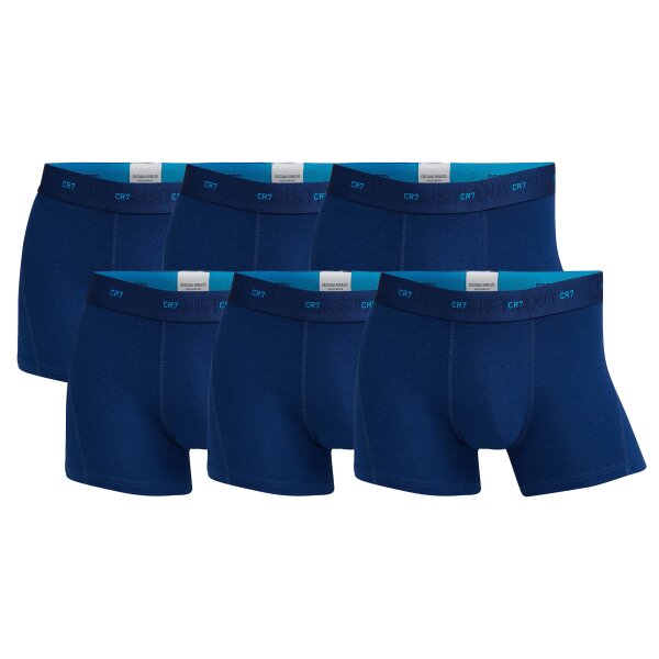CR7 Herren Boxershorts, 6er Pack - Bambus-Viskose,Trunks, Cotton Stretch, Logobund Blau S