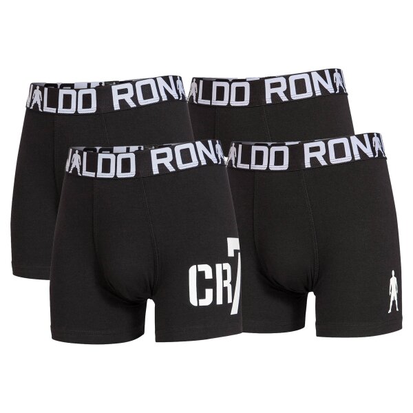 CR7 Jungen Boxershorts, 4er Pack - Trunks, Cotton Stretch, Logobund Schwarz 104/110