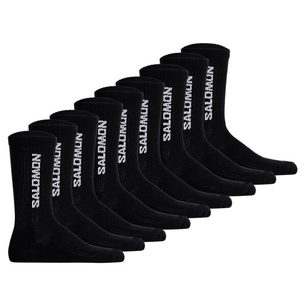 Salomon Unisex Socken, 9er Pack - EVERYDAY CREW, Frottee, Stütz-Zone, Logo Schwarz 36-38