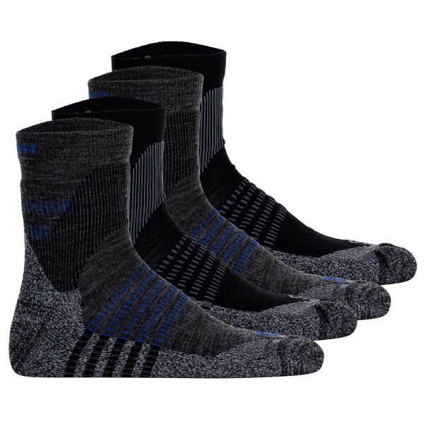 Salomon Unisex Quartersocken, 4er Pack - X ULTRA ACCESS QUARTER, Wandersocken, Merinowolle, atmungsaktiv Schwarz/Grau 36-38
