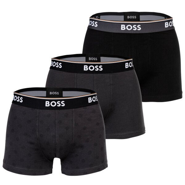 BOSS mens boxer shorts, 3-pack - Trunk 3P Power Design, cotton stretch, plain/patterned