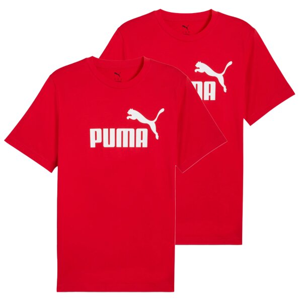 PUMA Mens T-Shirt Pack of 2 - ESS No. 1 Logo Tee, round neck, short sleeve, uni Red 4XL (4X-Large)