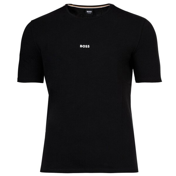 BOSS Mens T-shirt - Unique T-shirt, round neck, cotton stretch, logo Black S (Small)
