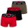 HUGO Herren Boxershorts, 3er Pack - Trunk Triplet, Cotton Stretch, Logo Schwarz/Rot/Oliv M