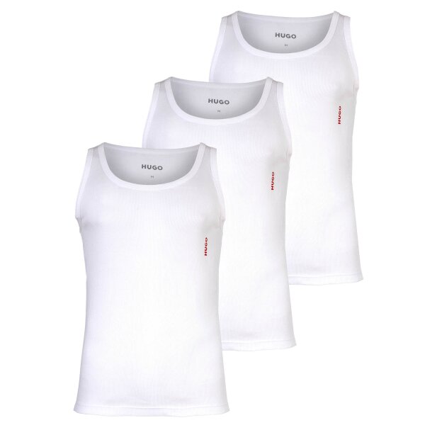 HUGO mens vests, 3-pack - Tank Top Tripplet Pack, double rib, cotton White L (Large)