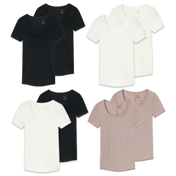 SCHIESSER Ladies Shirt 2 Pack - Half arm, Undershirt, Personal Fit, Basic, Stretch, Jersey