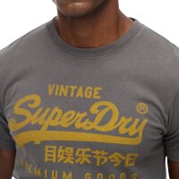Superdry Herren T-Shirt - VI Classic Tee, Logo, Rundhals, einfarbig Dunkelgrau L