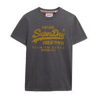 Superdry Men T-Shirt - VI Classic Tee, Logo, Round Neck, Single Colour Dark grey L (Large)