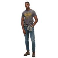 Superdry Men T-Shirt - VI Classic Tee, Logo, Round Neck, Single Colour Dark grey L (Large)