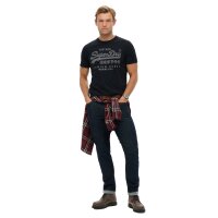 Superdry Men T-Shirt - VI Classic Tee, Logo, Round Neck, Single Colour Dark blue M (Medium)
