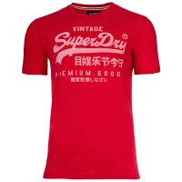 Superdry Herren T-Shirt - VI Classic Tee, Logo, Rundhals, einfarbig Rot M
