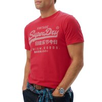 Superdry Herren T-Shirt - VI Classic Tee, Logo, Rundhals, einfarbig Rot M