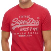 Superdry Herren T-Shirt - VI Classic Tee, Logo, Rundhals, einfarbig Rot M