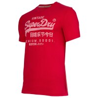 Superdry Men T-Shirt - VI Classic Tee, Logo, Round Neck, Single Colour Red M (Medium)