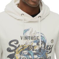 Superdry Herren Hoodie - VI Tokyo Relaxed Hood, Kapuze, Vintage Cracked Print, einfarbig Hellgrau 3XL