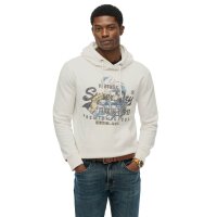 Superdry Men’s Hoodie - VI Tokyo Relaxed Hood, Hood, Vintage Cracked Print, plain Light grey 3XL (XXX-Large)