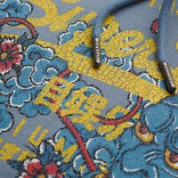 Superdry Men’s Hoodie - VI Tokyo Relaxed Hood, Hood, Vintage Cracked Print, plain Blue L (Large)
