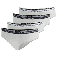 REPLAY womens briefs, 4-pack - briefs, logo waistband, cotton blend Grey S (Small)