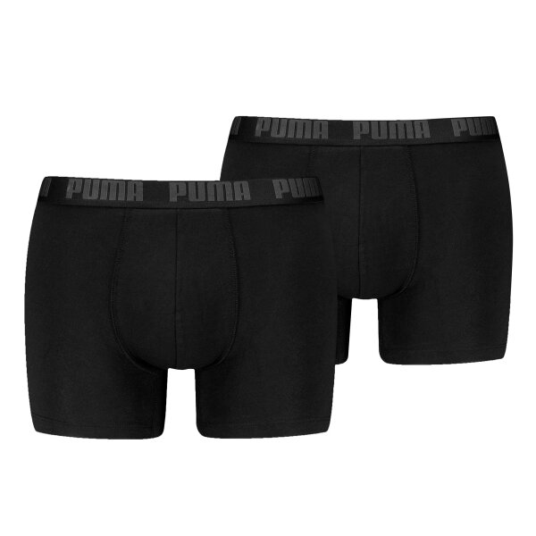 PUMA Men Boxer Trunks, 2-Pack - Everyday Basic Boxers 2P, Cotton Stretch, Solid Colour Black M (Medium)