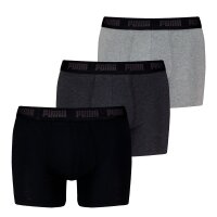 PUMA Herren Boxershorts, 3er Pack - Everyday Boxers 3P, Cotton Stretch, einfarbig Schwarz/Grau M