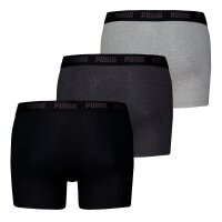 PUMA Herren Boxershorts, 3er Pack - Everyday Boxers 3P, Cotton Stretch, einfarbig Schwarz/Grau M