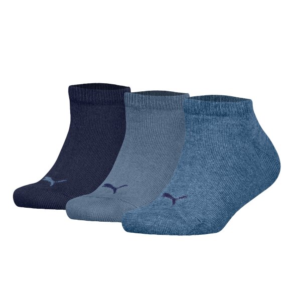 PUMA children sneaker socks, 3-pack – plain sneaker 3P, logo, single colour Denim Blue 39-42